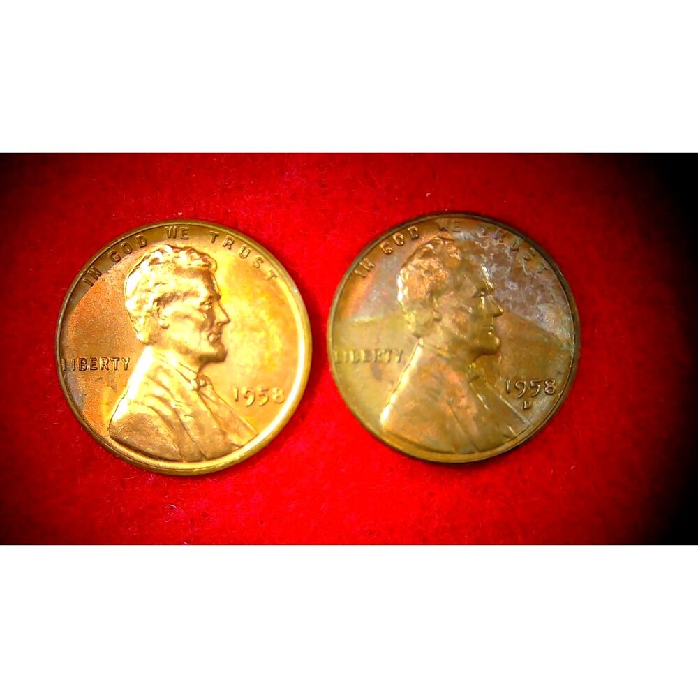 1958 Lincoln Wheat Cents (P, and D) BU Quality Crazy Tone Lot 288